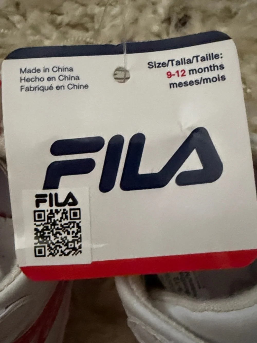 FILA White and Red Baby Walker Sneakers